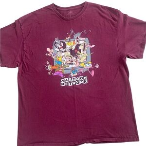 Cartoon Network Preowned Burgundy Graphic T-Shirt Mens size XL